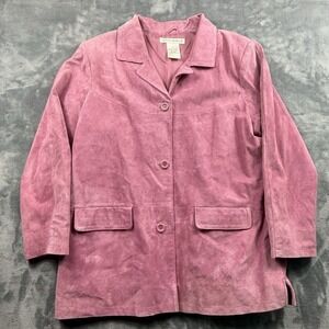 Jessica Holbrook Suede Jacket Womens Washable Leather Mauve Size 1XL